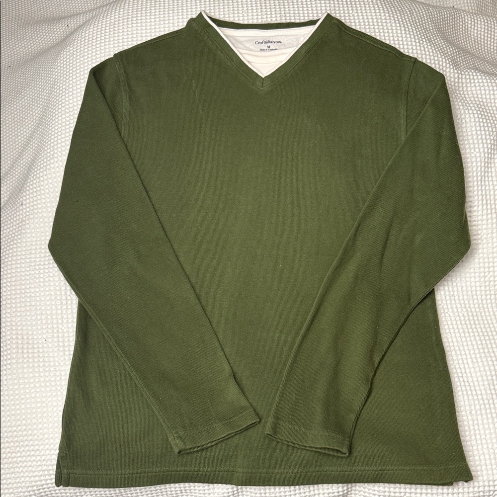 Croft & Barrow Forest Green V-Neck Sweater - Medium